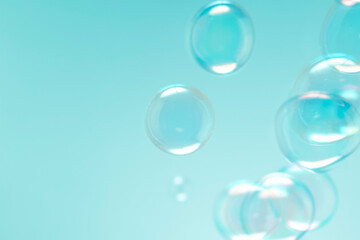 Abstract Beautiful Transparent Soap Bubbles Background. Soap Sud Bubbles Water.	
