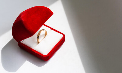 Red box for gold ring on a white background