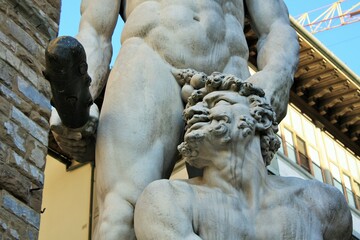 Statue Of Hercules And Cacus in Florence in the Loggia dei Lanzi. Piazza Signoria - Florence