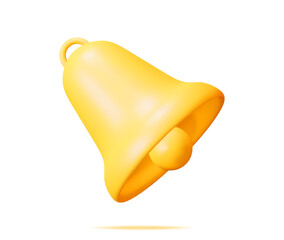 3D Notification Bell Icon Isolated.