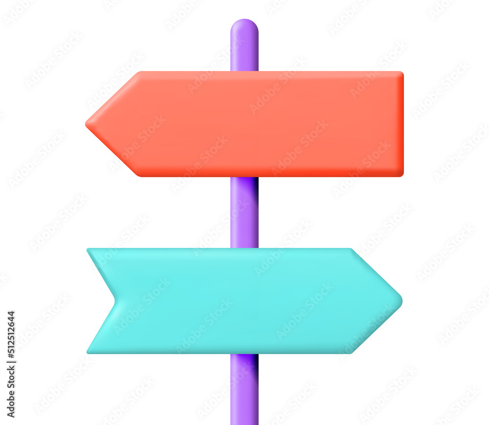 Poster 3d empty signpost with directions isolated