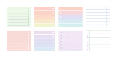Note, notepad, memo, message, checklist paper graphic set.