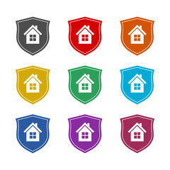 Fototapeta premium House shield icon isolated on white background. Set icons colorful