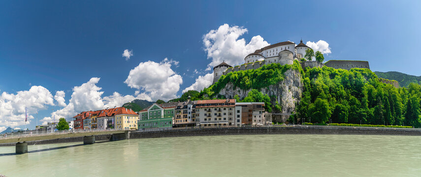 Kufstein Fortress with old town an River Inn