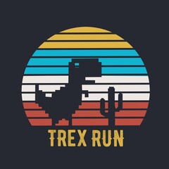 illustration vector of trex run in sunset view,perfect for print,apparel,etc. © Alif17