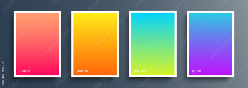 Poster set of color backgrounds with soft color gradient for your creative graphic design. vector illustrat
