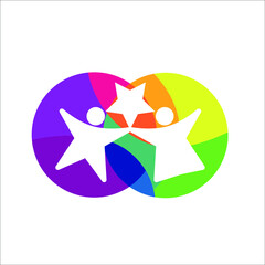 modern child and star logo with colorful style