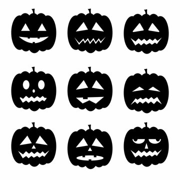 Haloween pumpkin icons. Vector illustration.