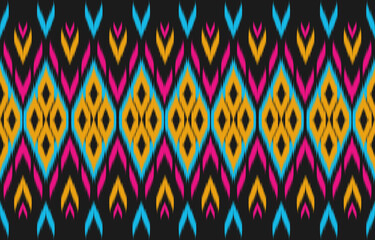 Carpet ethnic tribal pattern art. Ethnic ikat seamless pattern. American, Mexican style. Design for background, wallpaper, illustration, fabric, clothing, carpet, textile, batik, embroidery.