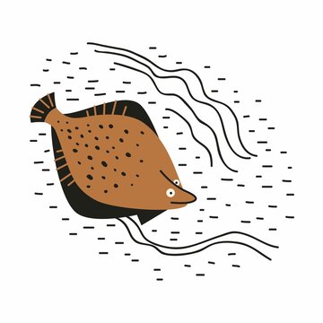 brown flatfish swimming in water clip art preview