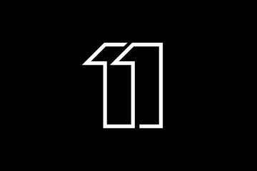 Eleven 11 number logo vector outline - obrazy, fototapety, plakaty