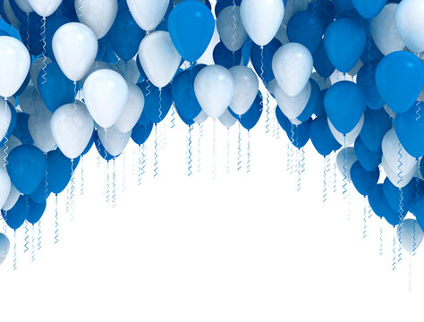 Blue balloons isolated on white background. Party Celebration Background