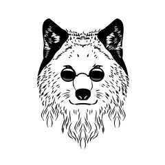Isolated illustration of a wolf with a hat and goggles in steampunk style. Vintage clipart for banners, posters, logos.