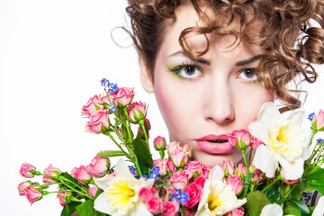 Fototapeta premium woman with flowers