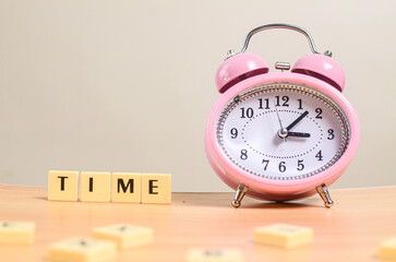 Alarm Clock With Toy Blocks, Toy blocks written Time