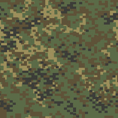 Camouflage seamless pattern. Endless military texture. Pixel army background. Print on fabric and clothes. Vector illustration