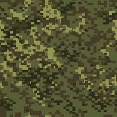 Camouflage seamless pattern. Endless military texture. Pixel army background. Print on fabric and clothes. Vector illustration