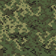 Camouflage seamless pattern. Endless military texture. Pixel army background. Print on fabric and clothes. Vector illustration