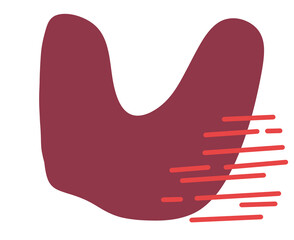 Hand drawing blob and parallel graphic lines hip organic art abstract element