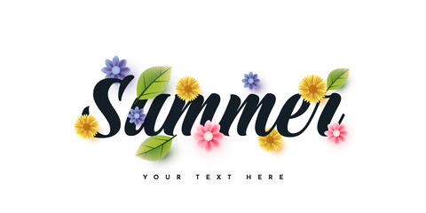 Summer background with sun flowers illustration template design