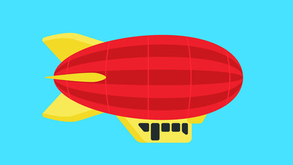 Big red airship with a yellow tail