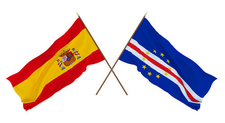 Background for designers, illustrators. National Independence Day. Flags Spain and Cape Verde