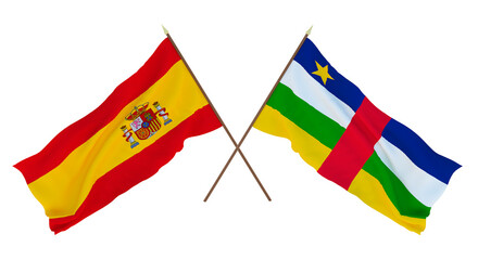 Background for designers, illustrators. National Independence Day. Flags Spain and Central Arican Republic