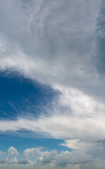 Fantastic clouds against blue sky, panorama