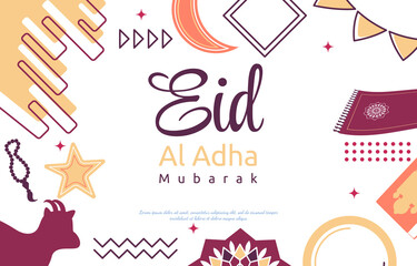 Fototapeta na wymiar Eid Adha Mubarak Islamic Event Memphis Gift Card Background