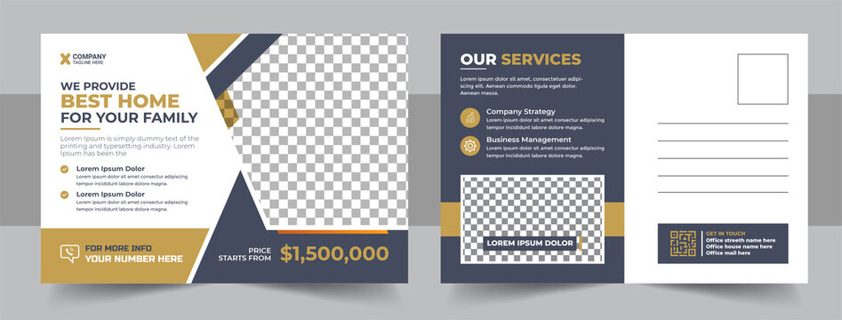 Real estate brochure design, cover, annual report, poster, postcard template, corporate real estate postcard template vector design