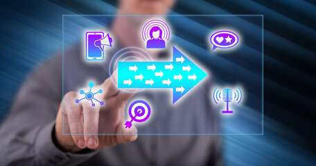 Man touching an influencer concept