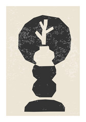 Minimal wall art poster with abstract organic shapes composition