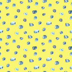 Watercolour indigo dots and blots seamless pattern