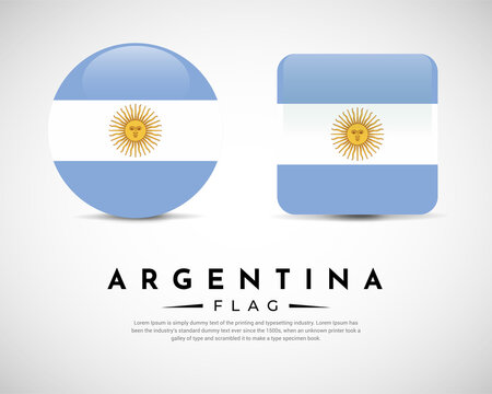 Realistic Argentina flag icon vector. Set of argentina flag emblem vector