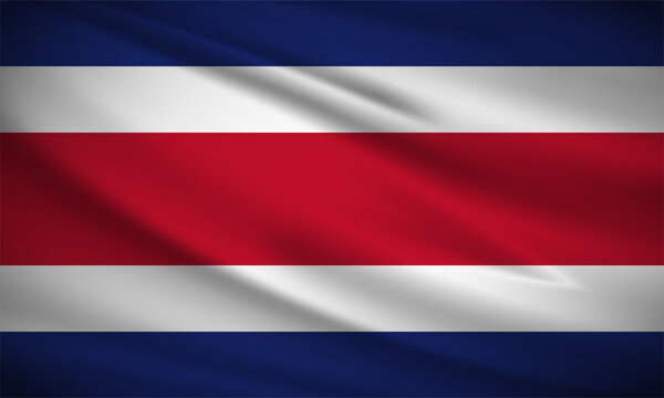 Realistic wavy flag of costa rica background vector. Costa Rica wavy flag vector