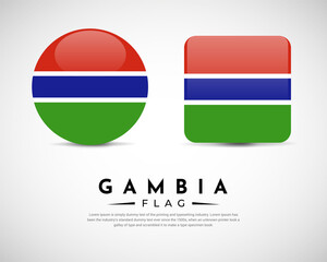 Obraz premium Realistic Gambia flag icon vector. Set of Gambia flag emblem vector