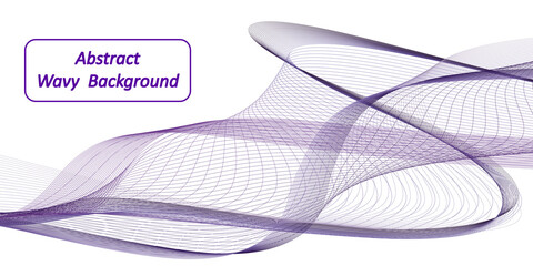 Fototapeta premium Purple wave swirl swoosh. Air wind transparent veil; dynamic undulate flowing motion; violet soundwave; design element isolated for web banner or border decor. Vector illustration