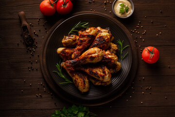 fried chicken legs on a plate flat lay