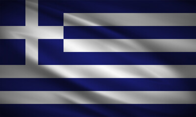 Realistic wavy flag of Greece background vector. Greece wavy flag vector