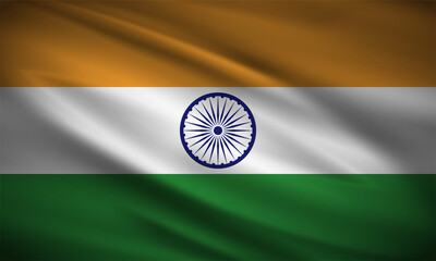 Realistic wavy flag of India background vector. India wavy flag vector