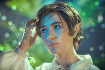teen elf in magic forest