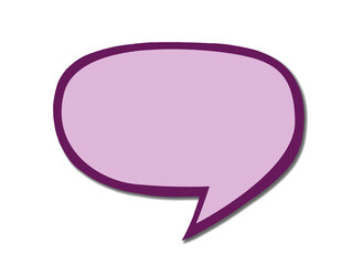 Lilac speech bubble as a cloud with purple border isolated on empty white background.