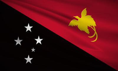 Realistic wavy flag of Papua new guinea background vector. Papua new guinea wavy flag vector