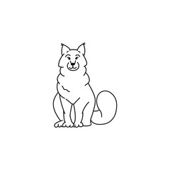 cat black white maine coon contour sketch doodle illustration.