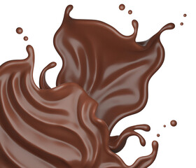 Chocolate splash with clipping path , 3D Rendering, 3D illustration