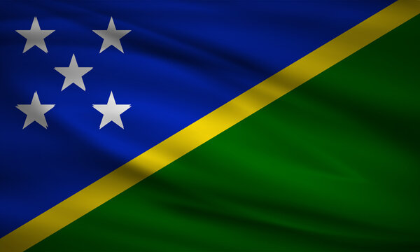 Realistic wavy flag of Solomon Islands background vector. Solomon Islands wavy flag vector