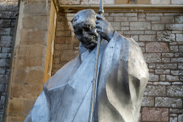 Sacred Heart cathedral, Sarajevo, Bosnia & Herzegovina. Statue of Pope John Paul II (detail)