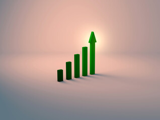 Stock market growth chart in green with upward arrow.