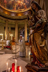 Mass in Saint Philippe du Roule church, Paris, France.