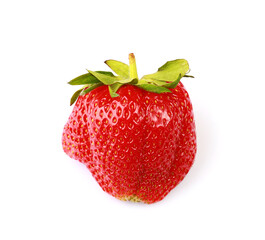 Single strawberry isolated on white background with clipping path	